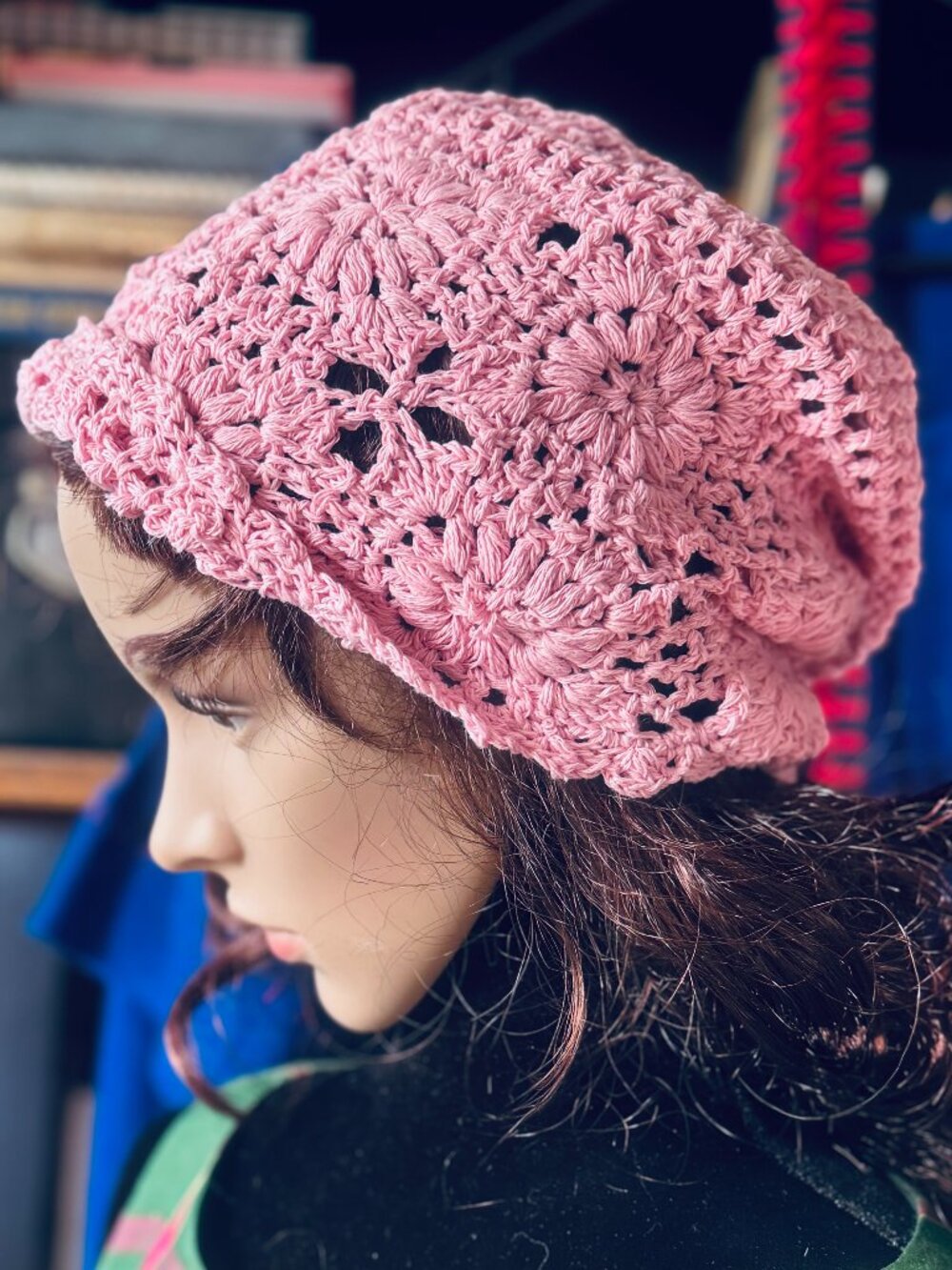 Bohemian Handmade New Crocheted Pink Cotton Beanie